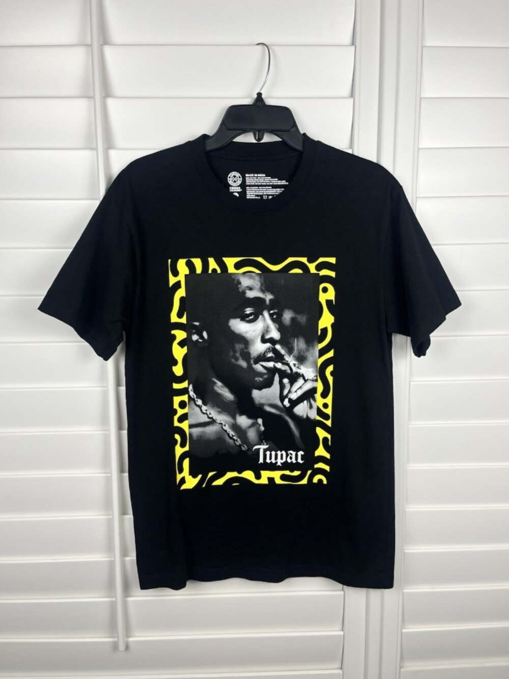 Cross Colours Tupac Shakur Black Graphic T-Shirt Unisex Medium Hip Hop Tee
